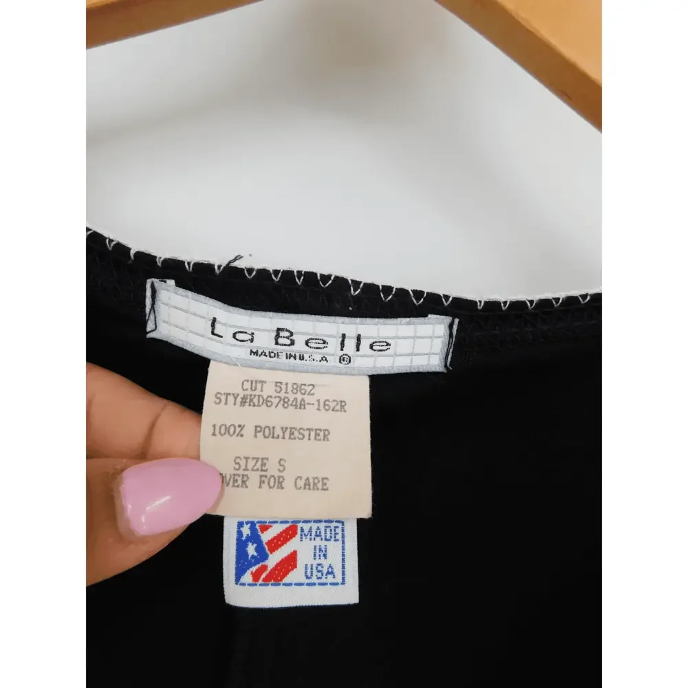 Vintage La Belle Women's Black V-Neck Midi Babydoll Dress Size Small‎ Y2K - Picture 4 of 4